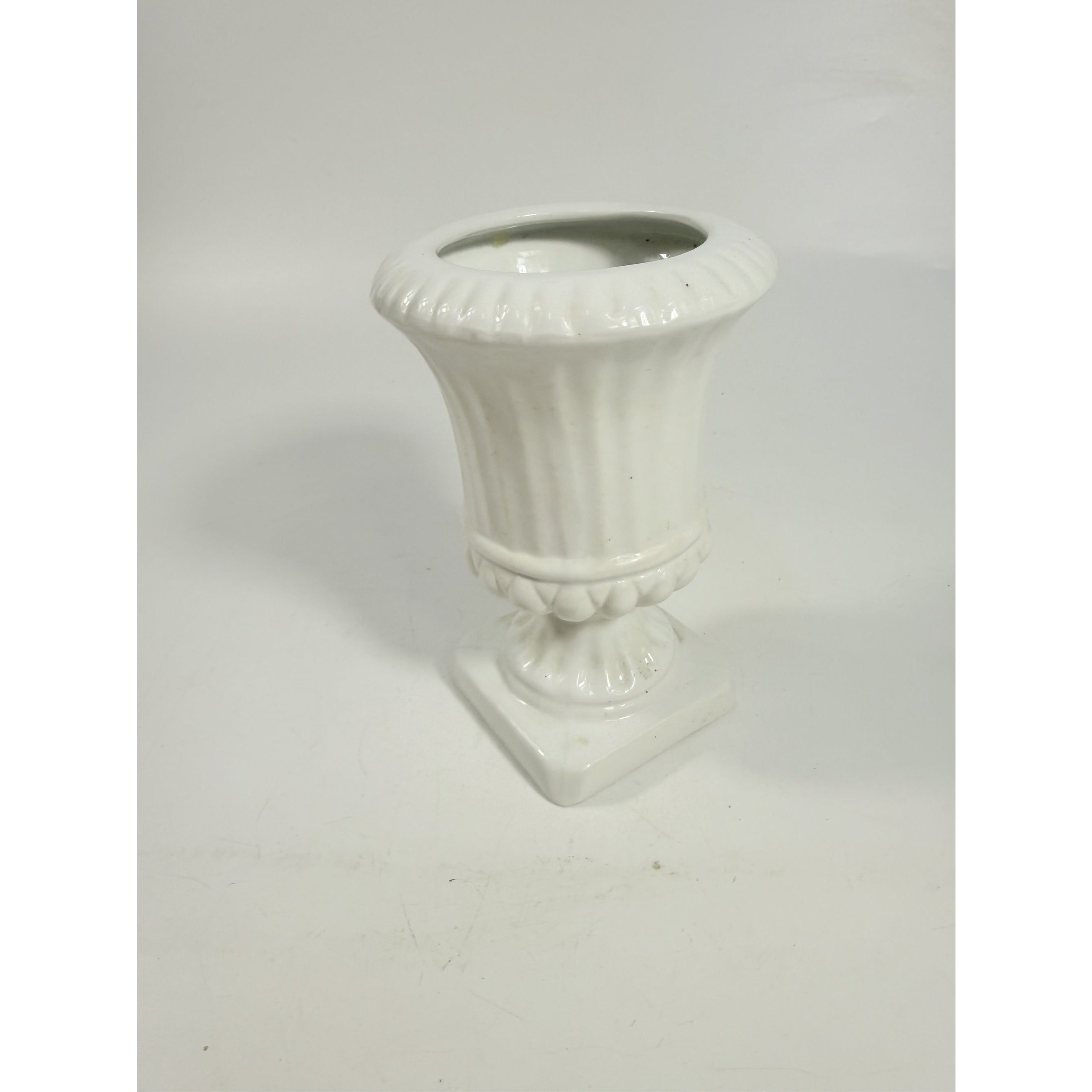 Urn Vase Planter Medici Pottery Style White Glazed Home Shelf Decor Decorative Accents Vintage Traditional Grand Millenial French Country