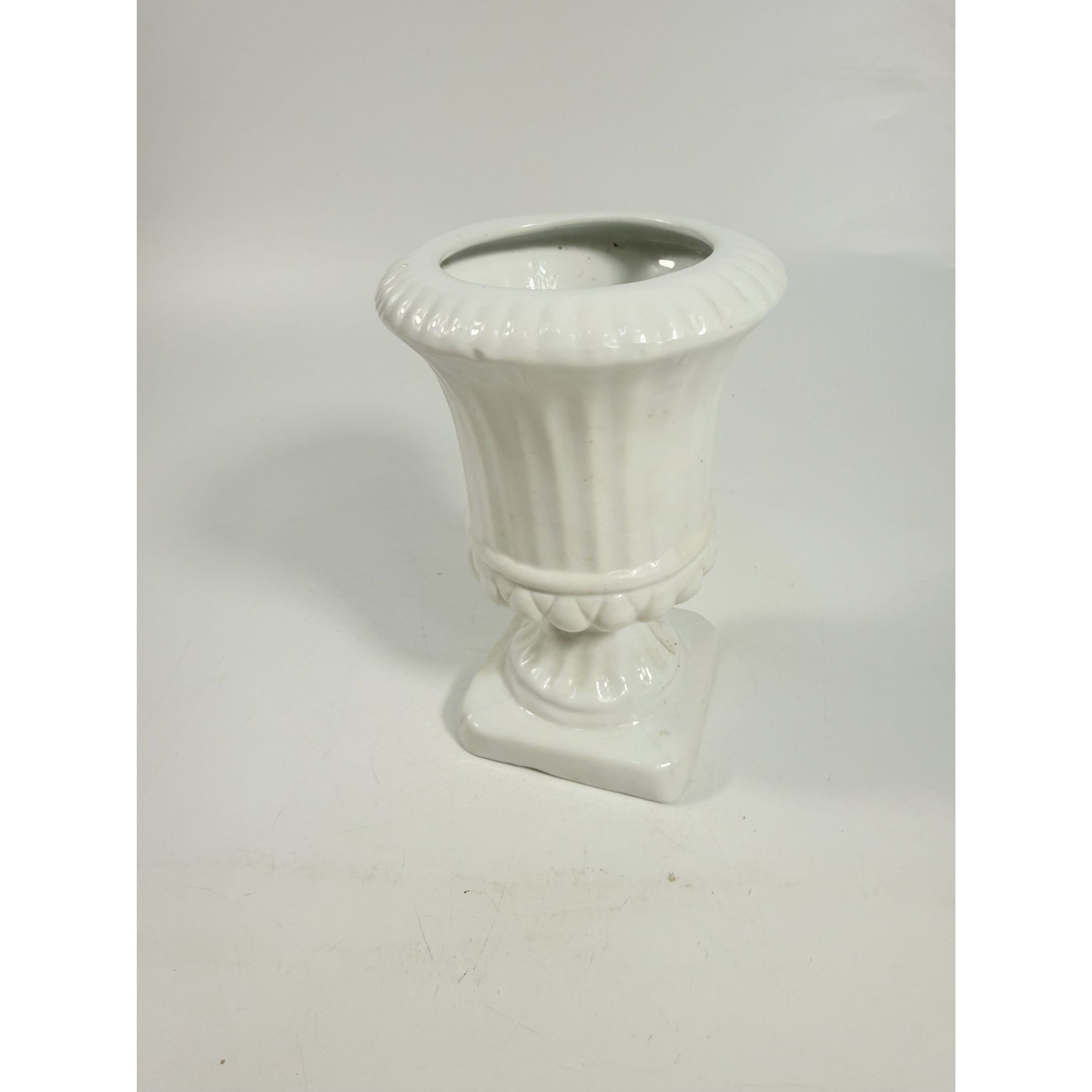 Urn Vase Planter Medici Pottery Style White Glazed Home Shelf Decor Decorative Accents Vintage Traditional Grand Millenial French Country