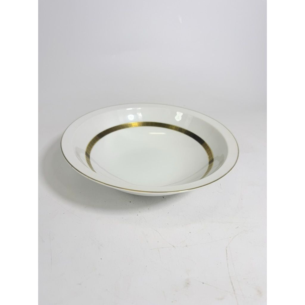 Vegetable Bowl 9" Key Largo by Meito Black Greek Key On Gold Band Royal M Japan Replacement China Vintage Elegant Traditional Classic
