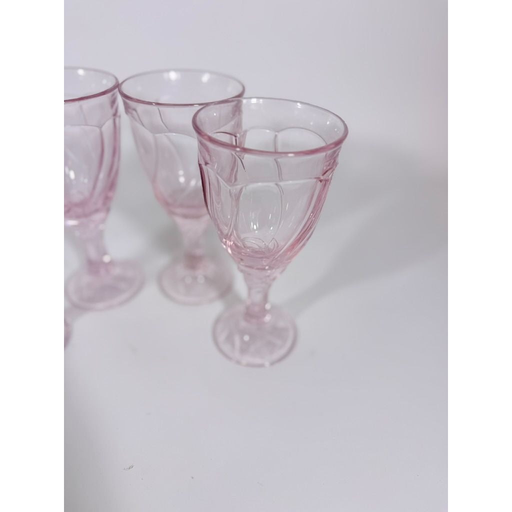 Noritake Pink Swirl Water Goblets Set 4 Retired Replacement Glassware Stemware Barware Hostess Drinking Glasses