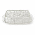 Covered Butter Dish Clear Glass Anchor Hocking Star Of David American Prescut 1/4 LB Replacement Kitchenware Glassware Vintage Refirgerator