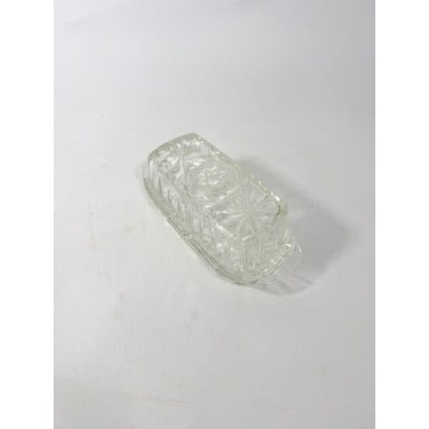 Covered Butter Dish Clear Glass Anchor Hocking Star Of David American Prescut 1/4 LB Replacement Kitchenware Glassware Vintage Refirgerator