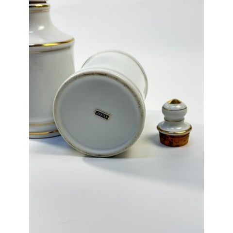 Apothecary Jars Paris France Style Porcelain Hand Painted Gold Trim Made in Japan Set 4 Bathroom Boudoir White Gold Canisters Decorative