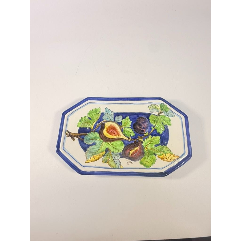 Pottery Serving Platter Hand Painted Figs Vintage Giacomini Orvieto Italy Ceramic Hanging Gallery Wall Home Decor Replacement Majolica