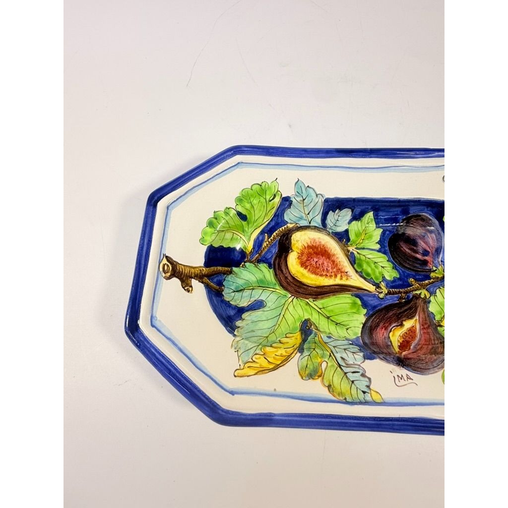 Pottery Serving Platter Hand Painted Figs Vintage Giacomini Orvieto Italy Ceramic Hanging Gallery Wall Home Decor Replacement Majolica