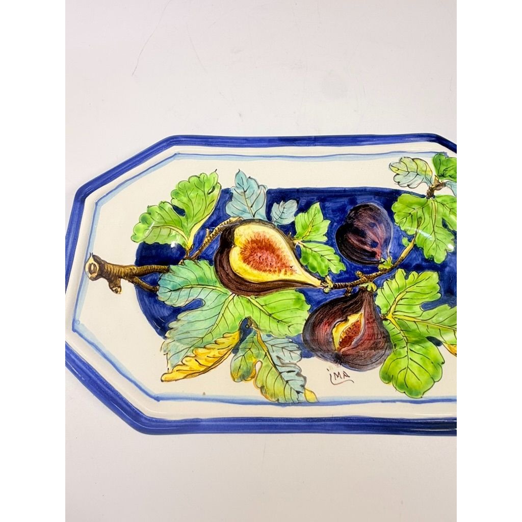 Pottery Serving Platter Hand Painted Figs Vintage Giacomini Orvieto Italy Ceramic Hanging Gallery Wall Home Decor Replacement Majolica