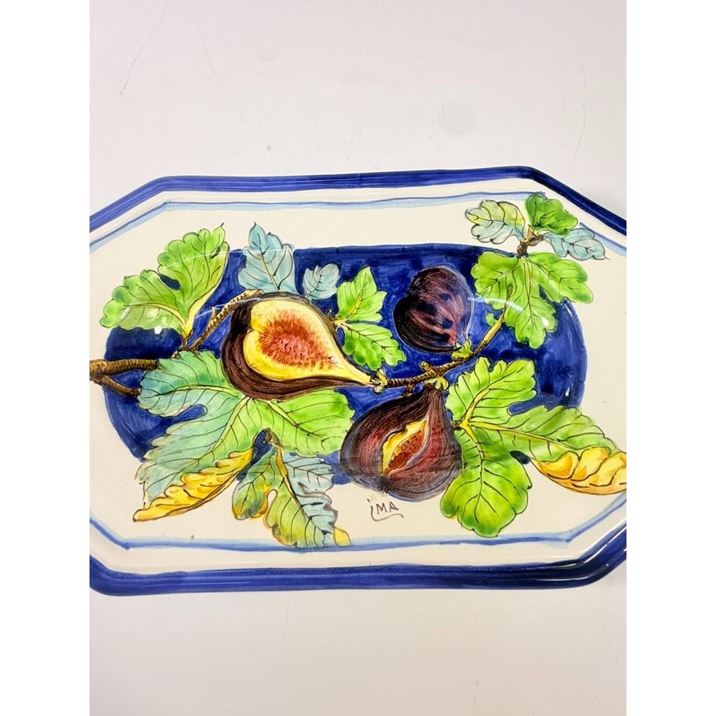 Pottery Serving Platter Hand Painted Figs Vintage Giacomini Orvieto Italy Ceramic Hanging Gallery Wall Home Decor Replacement Majolica