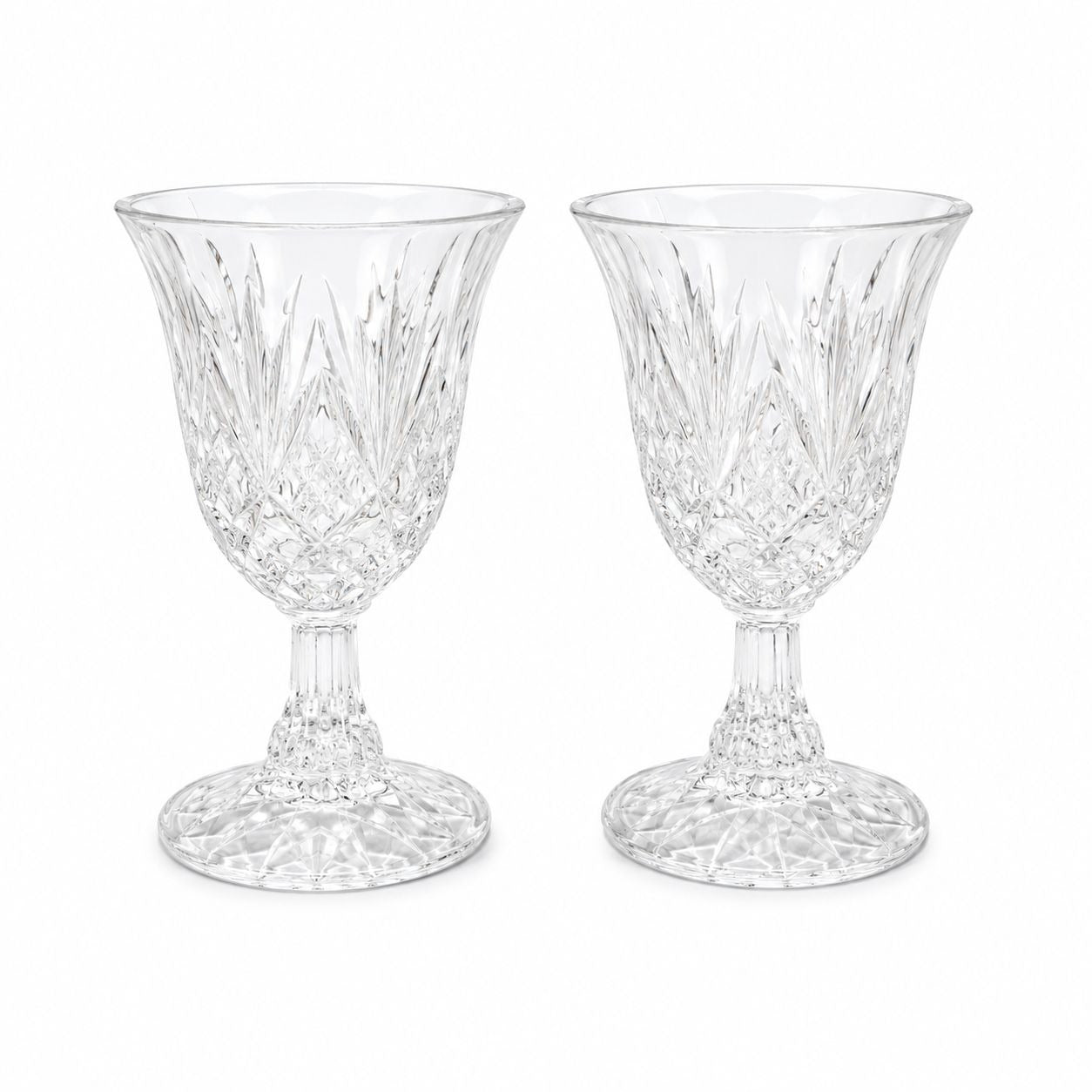 Crystal Wine Goblets Pair Vintage Godinger Lexington Lead Diamond Cut Replacement Glassware