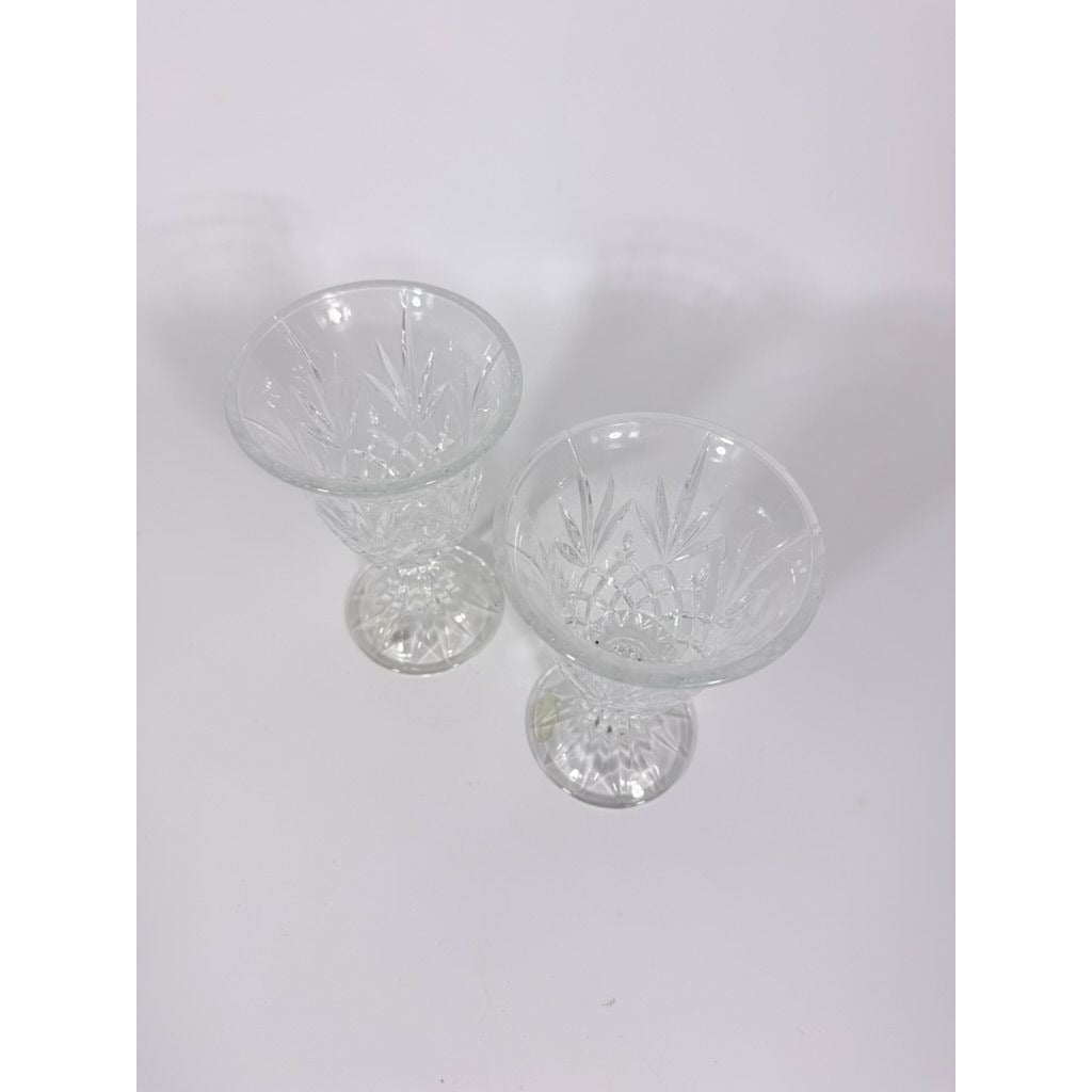 Crystal Wine Goblets Pair Vintage Godinger Lexington Lead Diamond Cut Replacement Glassware
