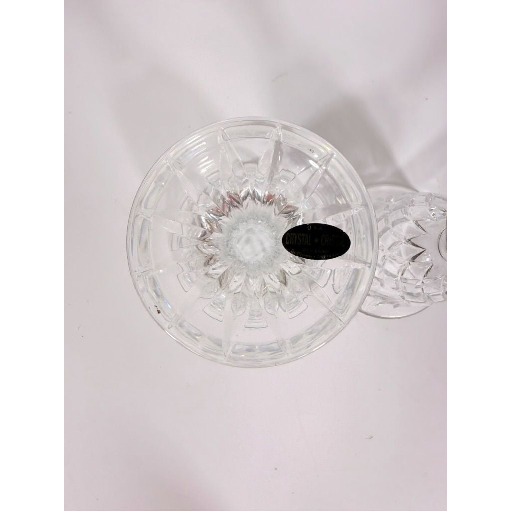 Crystal Wine Goblets Pair Vintage Godinger Lexington Lead Diamond Cut Replacement Glassware
