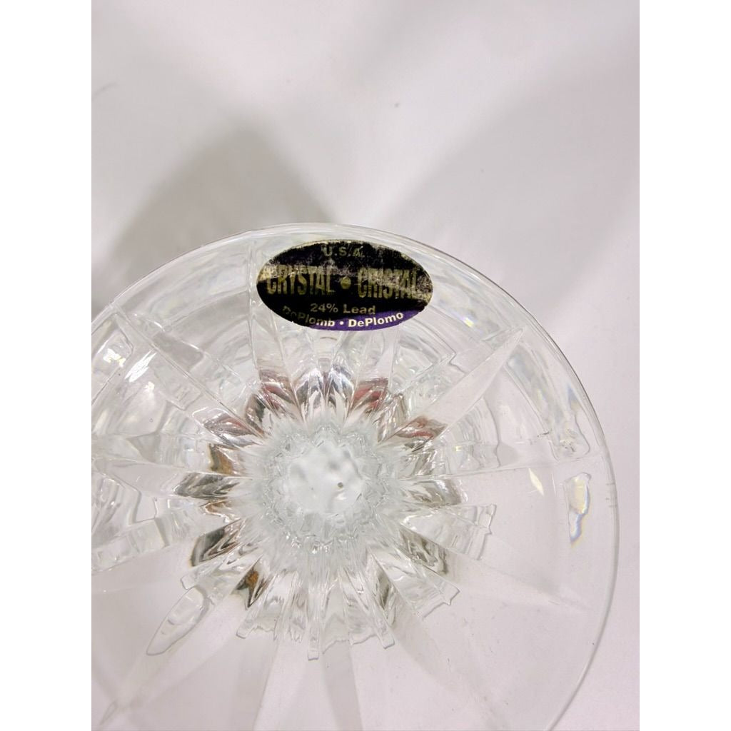 Crystal Wine Goblets Pair Vintage Godinger Lexington Lead Diamond Cut Replacement Glassware