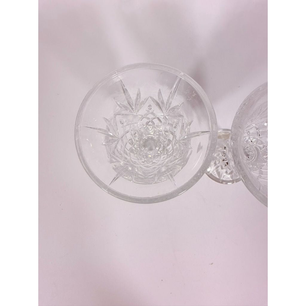 Crystal Wine Goblets Pair Vintage Godinger Lexington Lead Diamond Cut Replacement Glassware