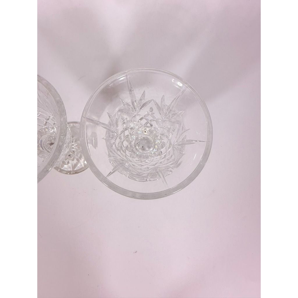 Crystal Wine Goblets Pair Vintage Godinger Lexington Lead Diamond Cut Replacement Glassware