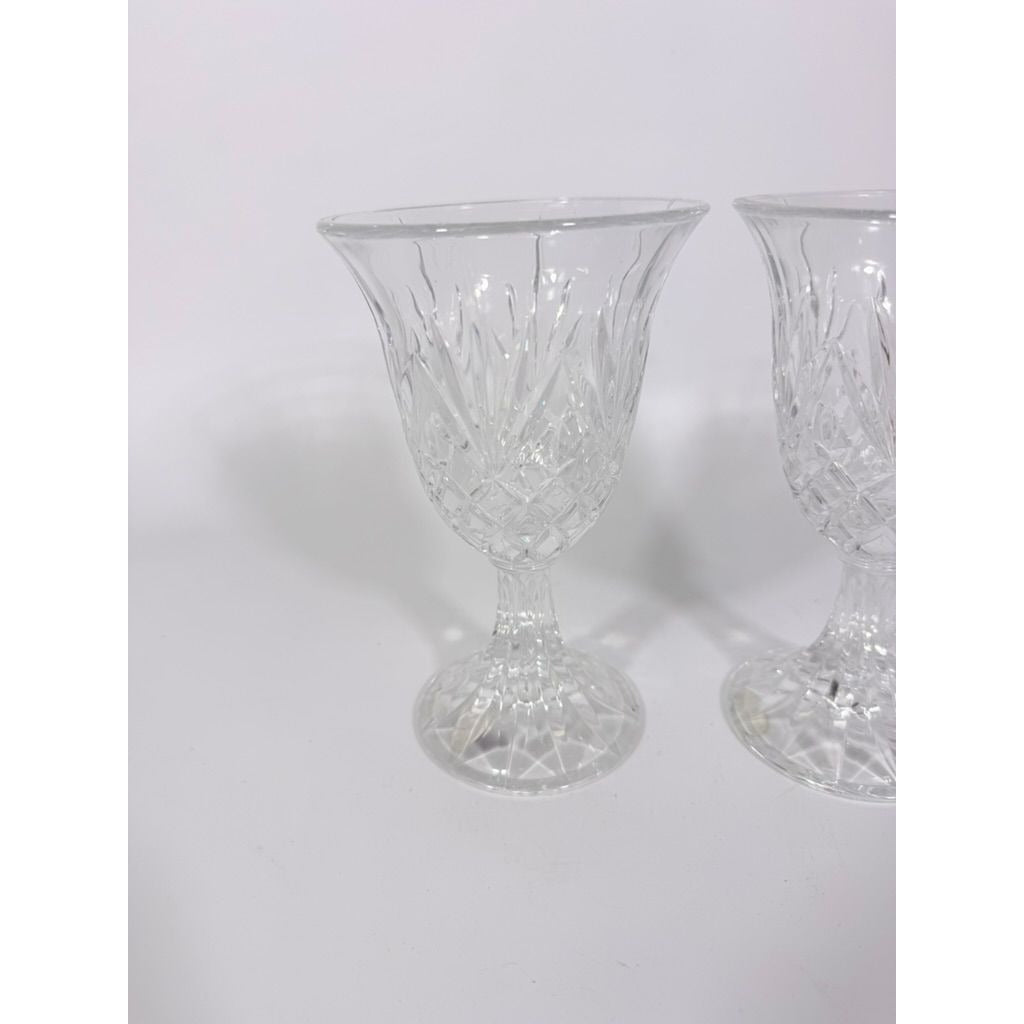 Crystal Wine Goblets Pair Vintage Godinger Lexington Lead Diamond Cut Replacement Glassware