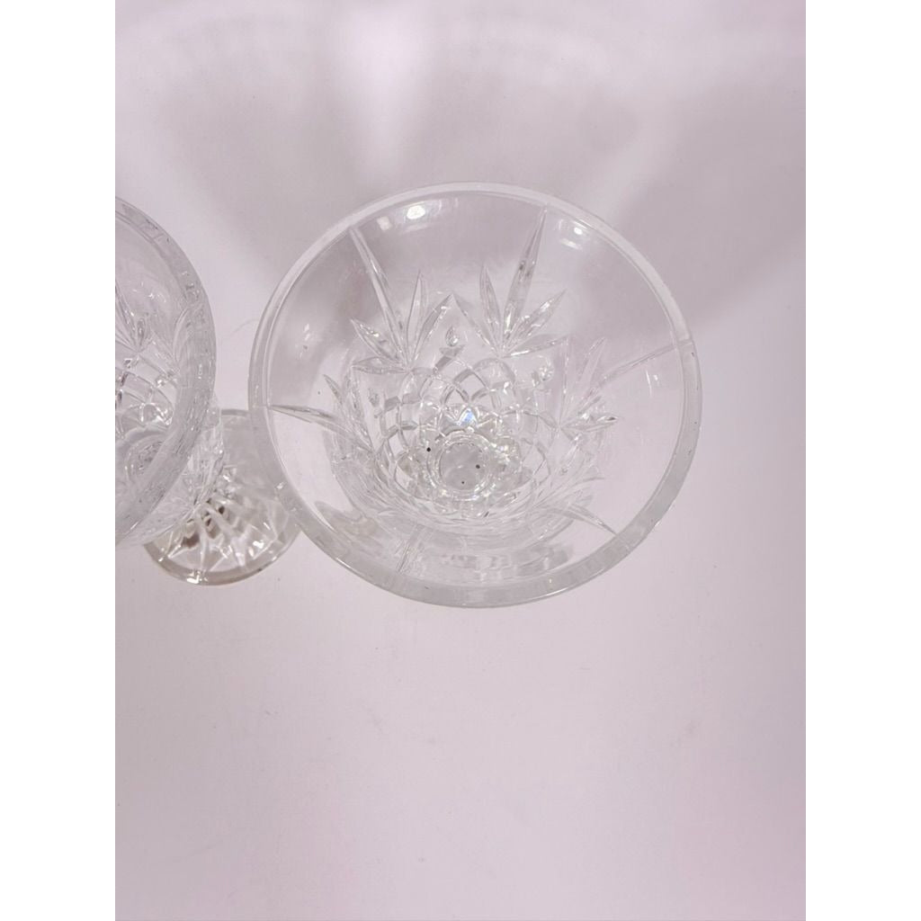 Crystal Wine Goblets Pair Vintage Godinger Lexington Lead Diamond Cut Replacement Glassware