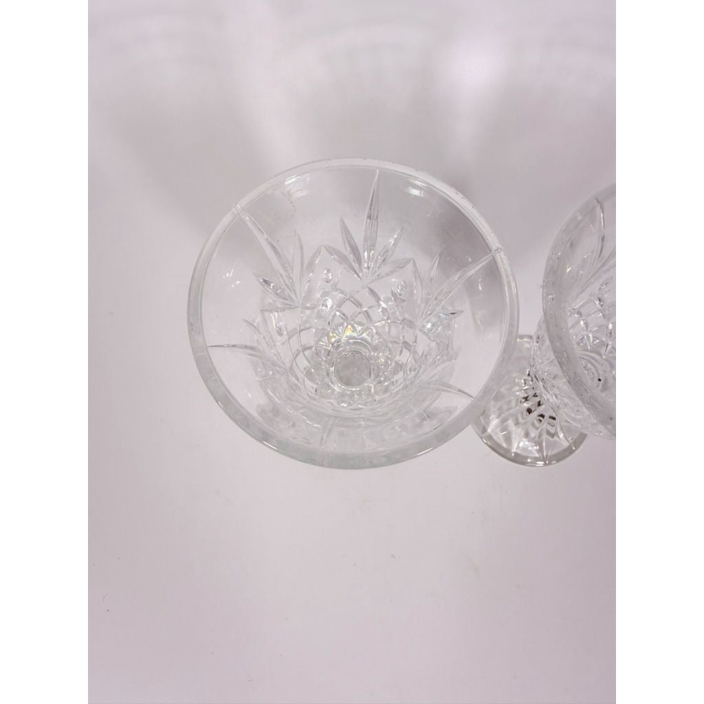 Crystal Wine Goblets Pair Vintage Godinger Lexington Lead Diamond Cut Replacement Glassware