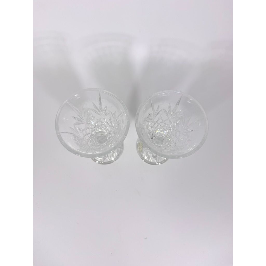 Crystal Wine Goblets Pair Vintage Godinger Lexington Lead Diamond Cut Replacement Glassware
