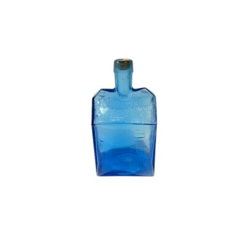Decanter Bottle EC Booz's Old Cabin Whiskey Reproduction Cobalt Blue Bubble Glass Clevenger Brothers Vintage Barware Cork Collectible