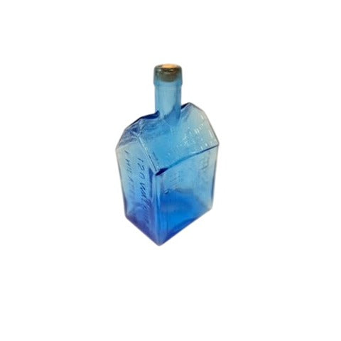Decanter Bottle EC Booz's Old Cabin Whiskey Reproduction Cobalt Blue Bubble Glass Clevenger Brothers Vintage Barware Cork Collectible