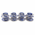 Cup and Saucer Set 8 Booths Real Old Willow Blue Gold Trim Tea Coffee Vintage Replacement China Traditional Oriental Chinoiserie England