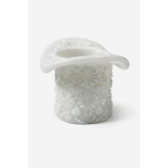Toothpick Holder Vase Candleholder Fenton Daisy Button Top Hat Opalescent Milk Glass Vintage Home Decor Decorative Accents Collectible Glass