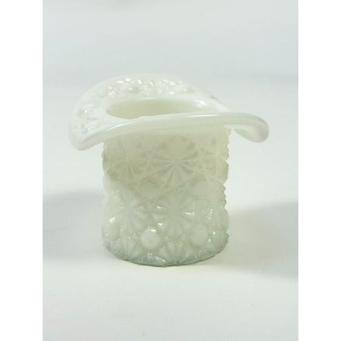Toothpick Holder Vase Candleholder Fenton Daisy Button Top Hat Opalescent Milk Glass Vintage Home Decor Decorative Accents Collectible Glass