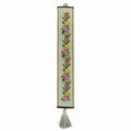 Vintage Floral Needlepoint Bell Pull Velvet Backing Hardware Hanging Tassel