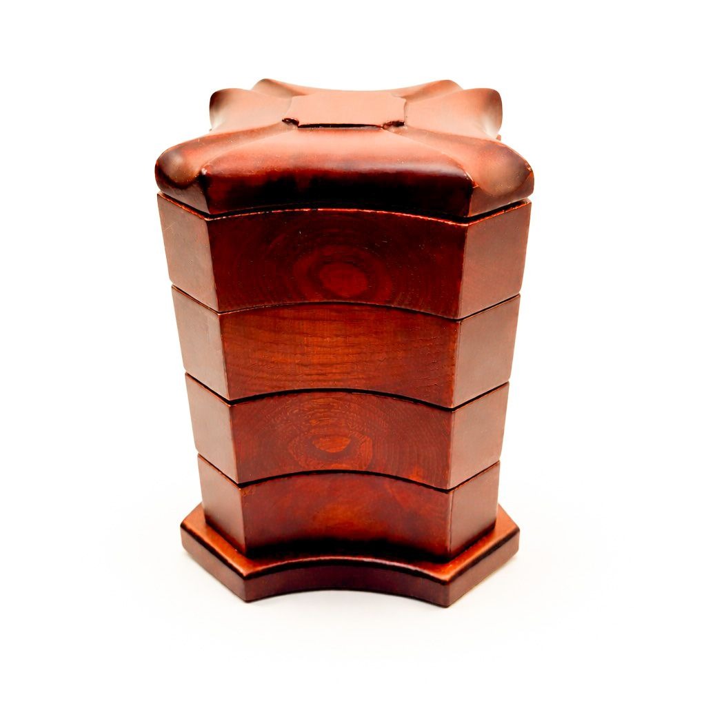 Wooden Jewelry Box Vintage Bombay Company Dark Wood Tiered Swivel Trinket Box Crimson Velvet Home Decor Decorative Accents