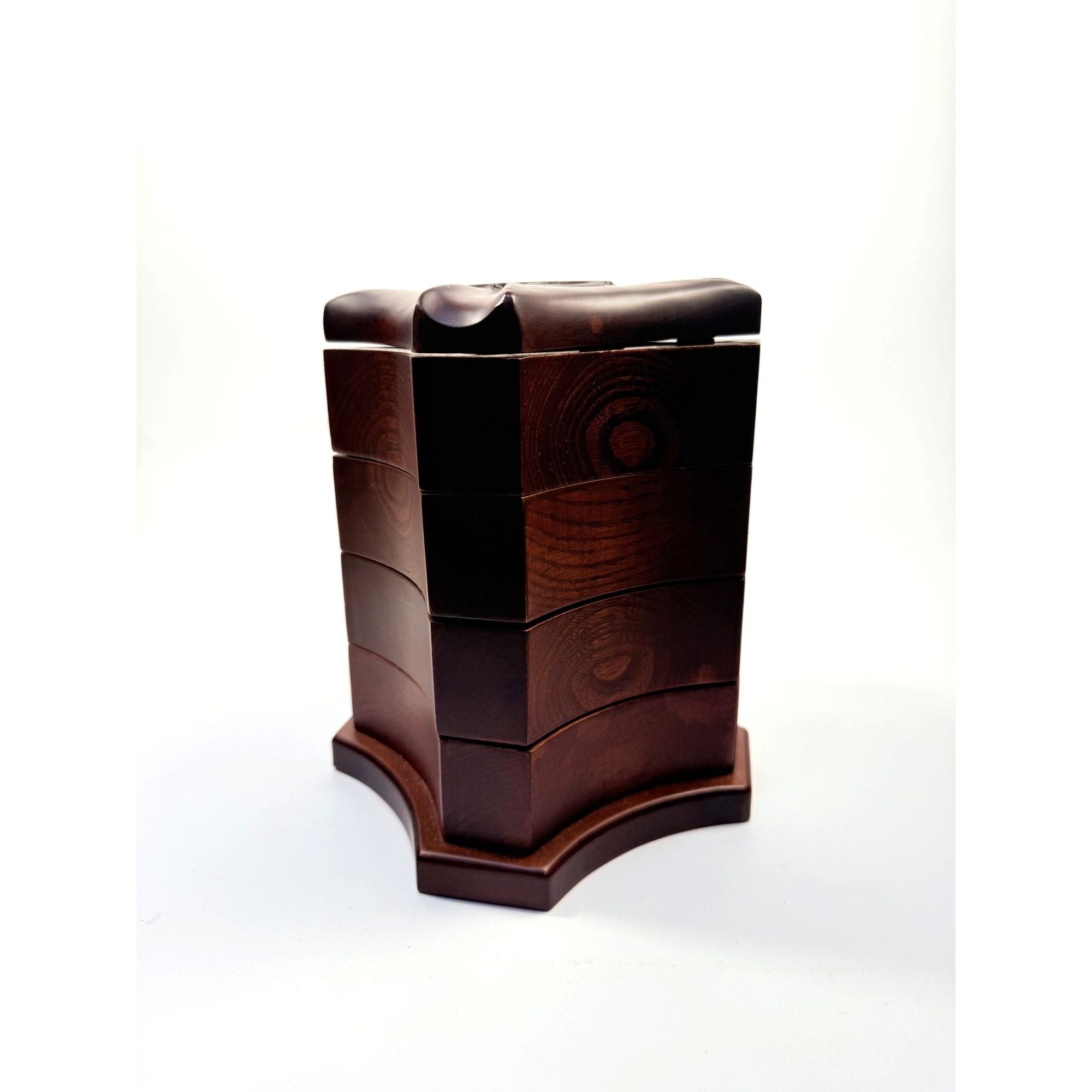 Wooden Jewelry Box Vintage Bombay Company Dark Wood Tiered Swivel Trinket Box Crimson Velvet Home Decor Decorative Accents