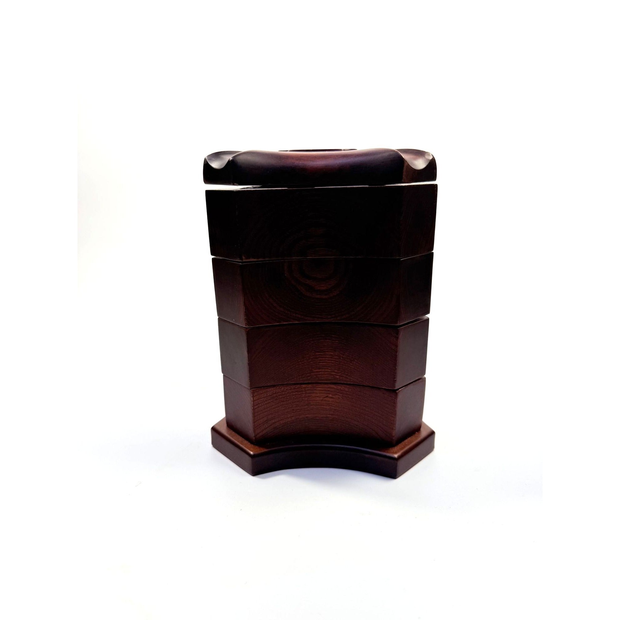 Wooden Jewelry Box Vintage Bombay Company Dark Wood Tiered Swivel Trinket Box Crimson Velvet Home Decor Decorative Accents