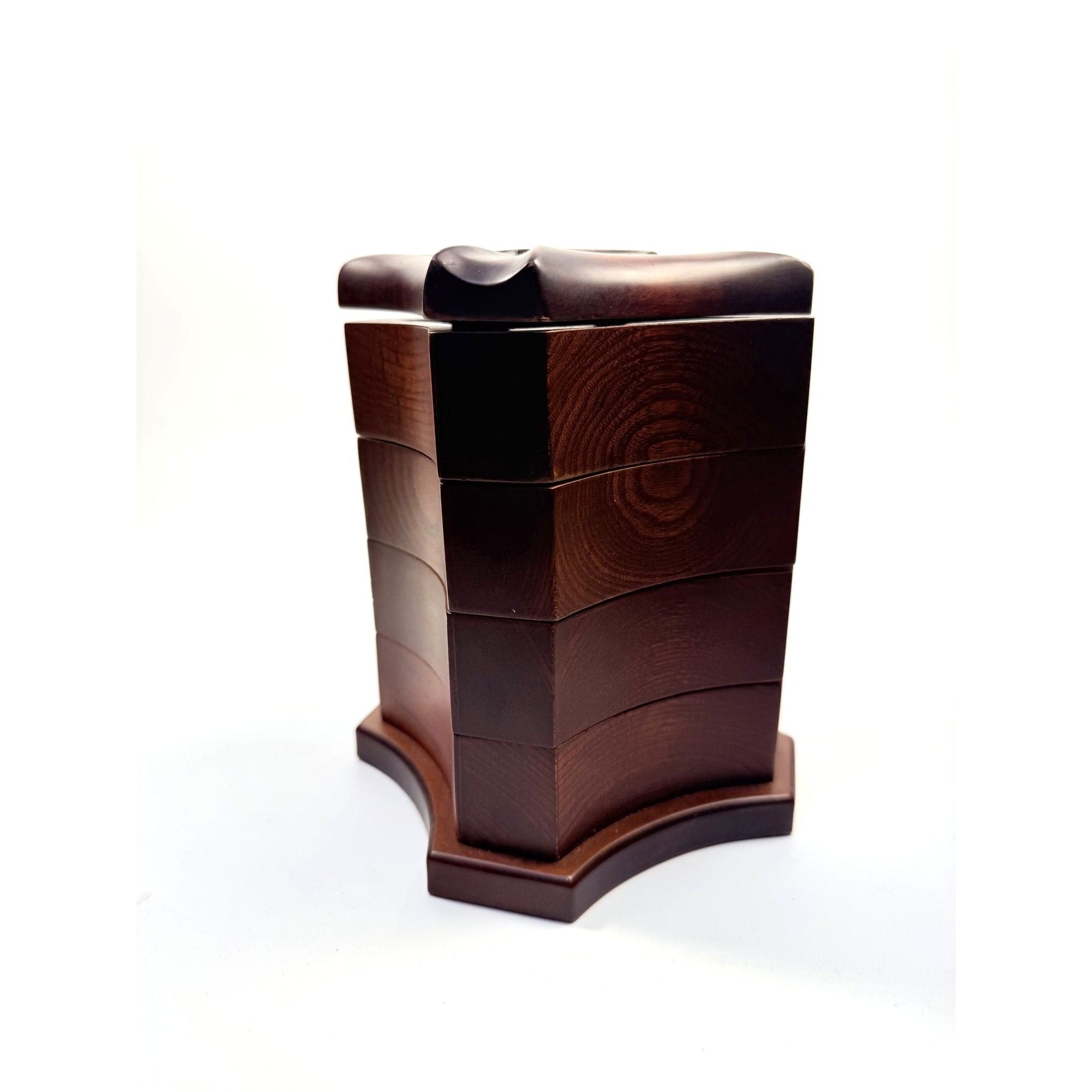 Wooden Jewelry Box Vintage Bombay Company Dark Wood Tiered Swivel Trinket Box Crimson Velvet Home Decor Decorative Accents