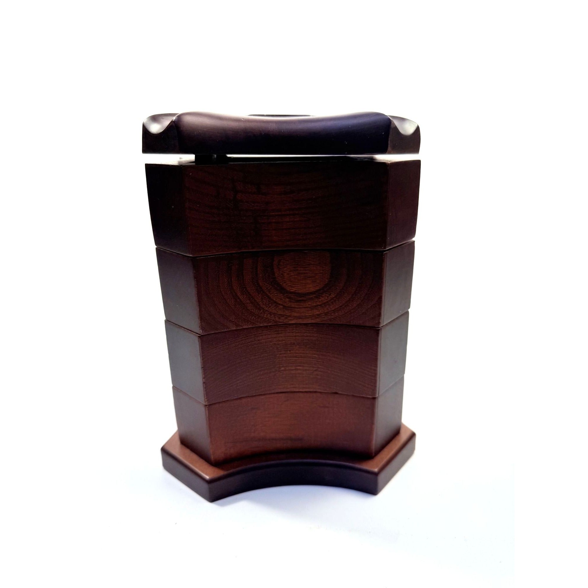 Wooden Jewelry Box Vintage Bombay Company Dark Wood Tiered Swivel Trinket Box Crimson Velvet Home Decor Decorative Accents