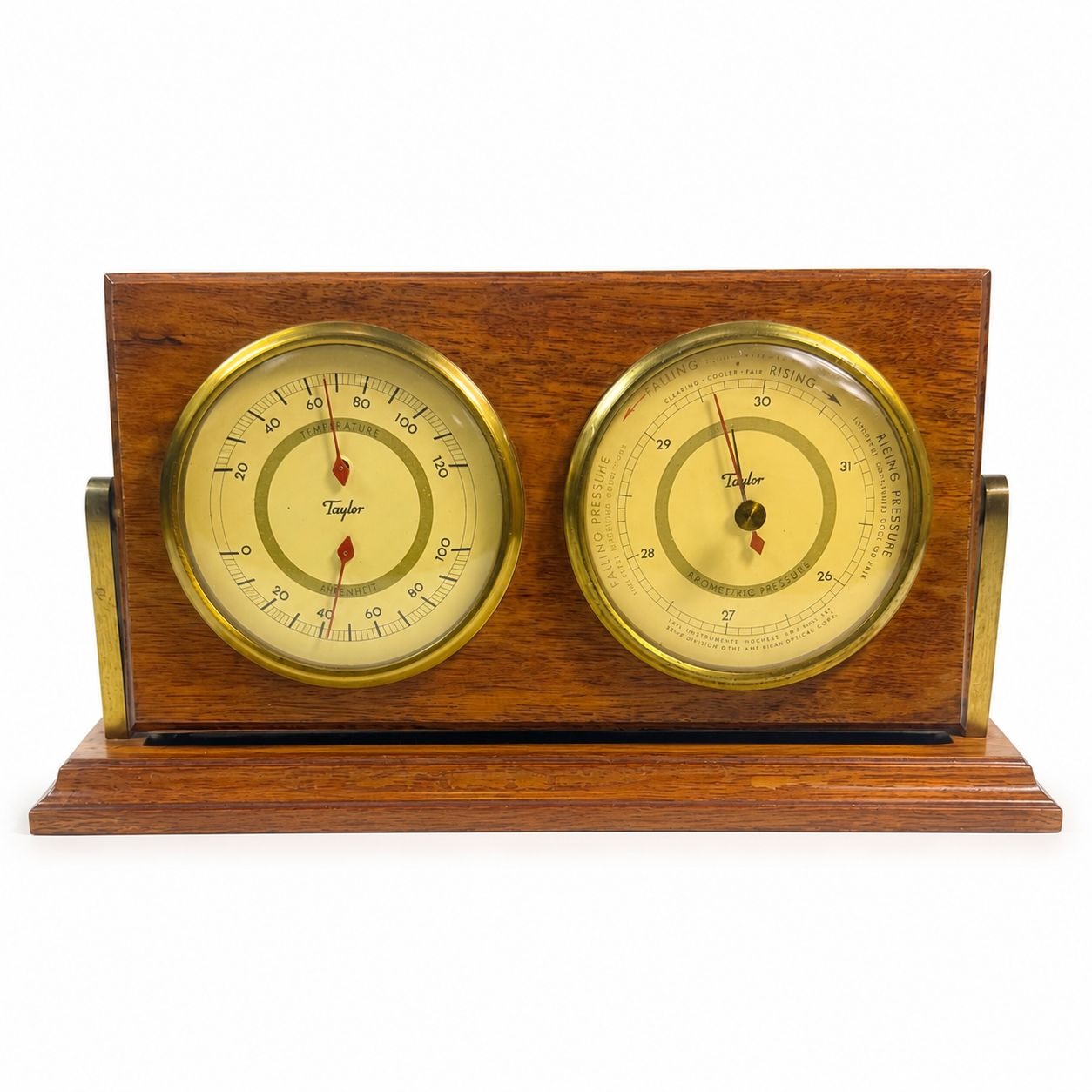 Wood Brass DeskTop Weather Station Taylor Temperature Humidity Barometric Pressure Vintage Desk Office Accessory Sailor Man Cave Practical
