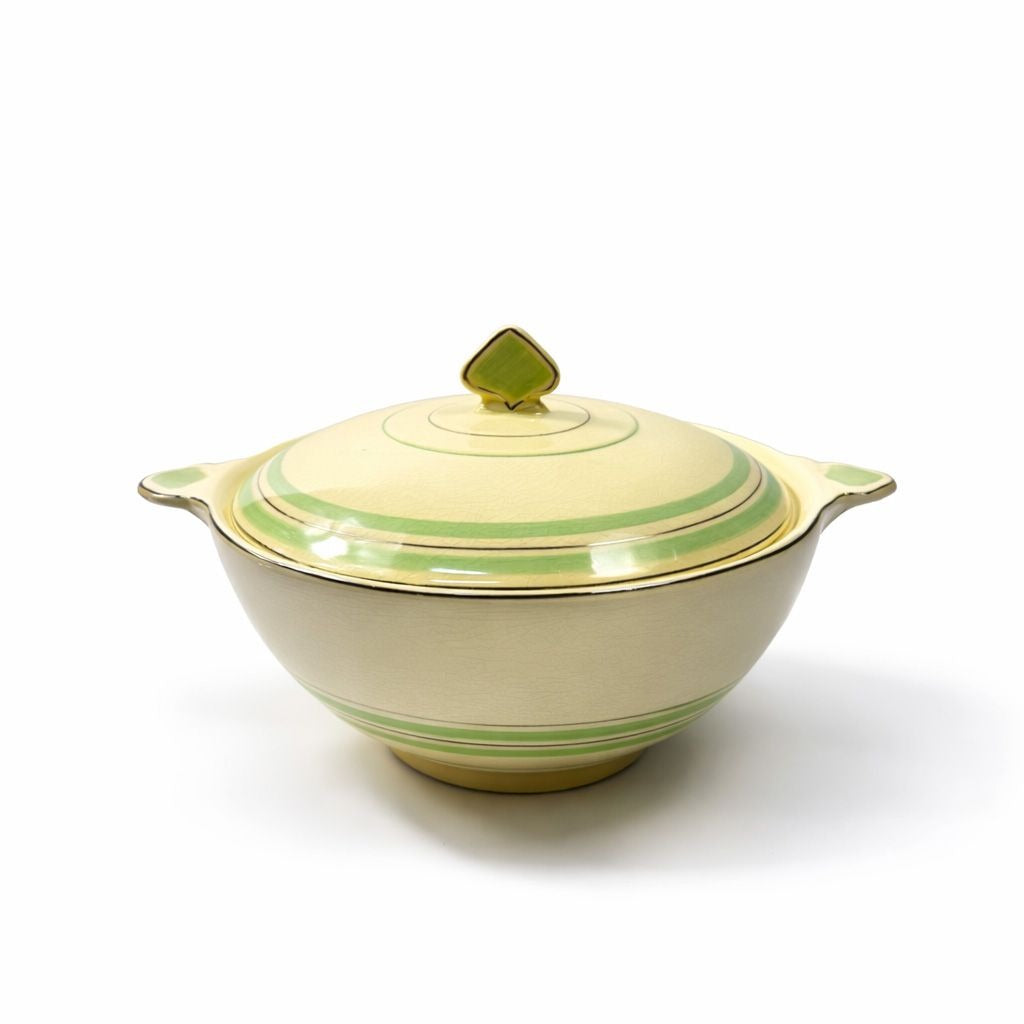 Lidded Casserole Tureen Porcelain China Newhall Manley England Ceramic Nirvana Green band Vintage Art Deco Neauvo Kitchen Replacement Dishes