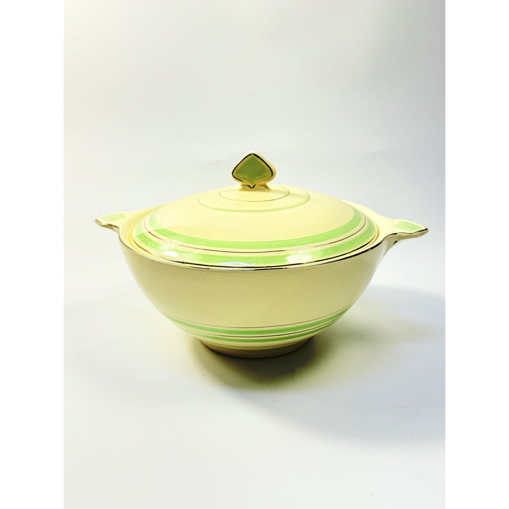 Lidded Casserole Tureen Porcelain China Newhall Manley England Ceramic Nirvana Green band Vintage Art Deco Neauvo Kitchen Replacement Dishes