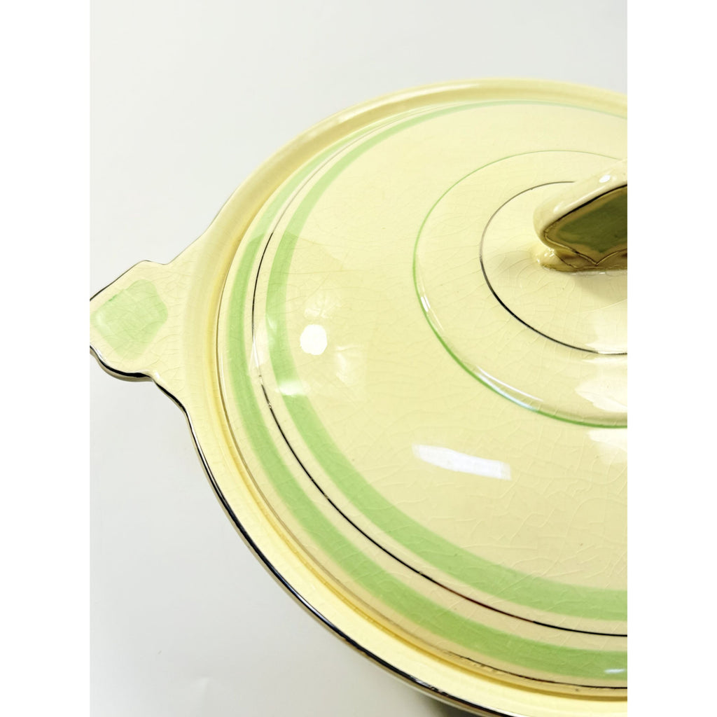 Lidded Casserole Tureen Porcelain China Newhall Manley England Ceramic Nirvana Green band Vintage Art Deco Neauvo Kitchen Replacement Dishes