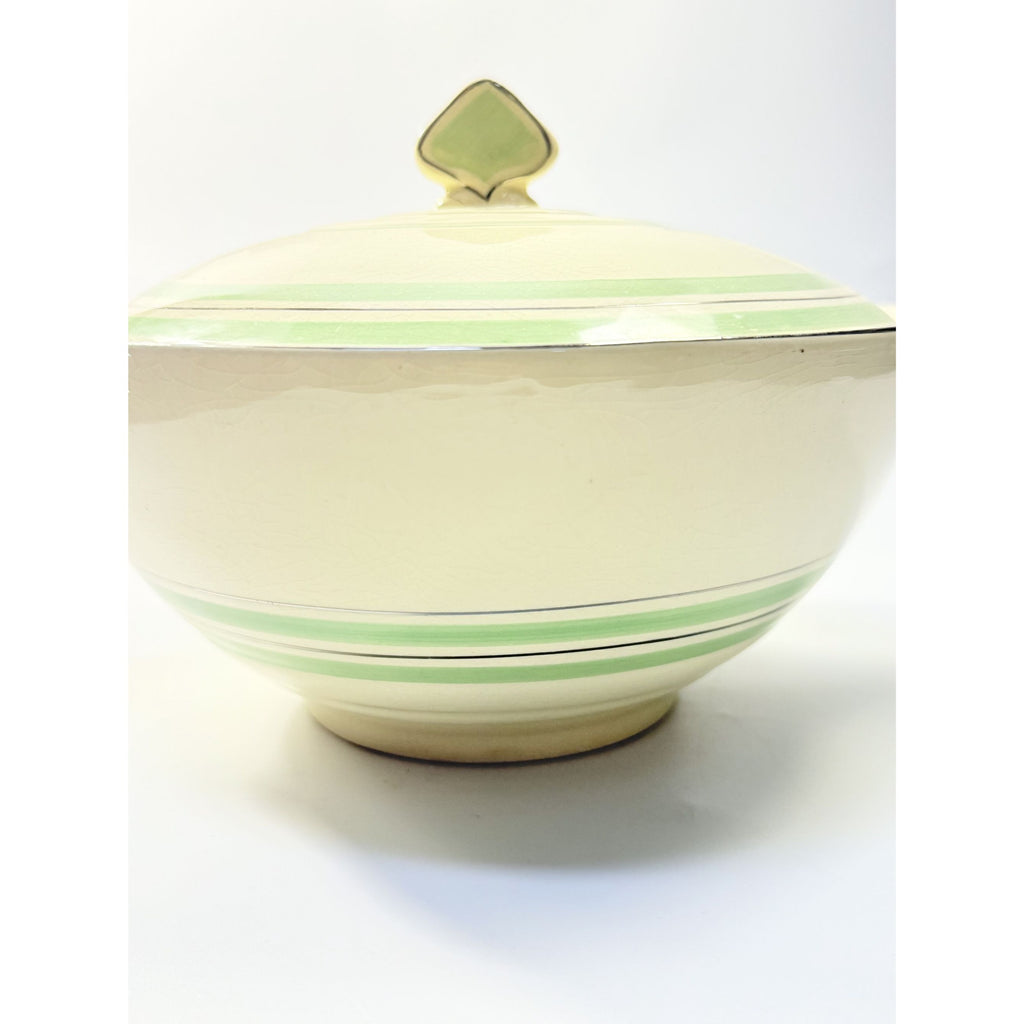 Lidded Casserole Tureen Porcelain China Newhall Manley England Ceramic Nirvana Green band Vintage Art Deco Neauvo Kitchen Replacement Dishes