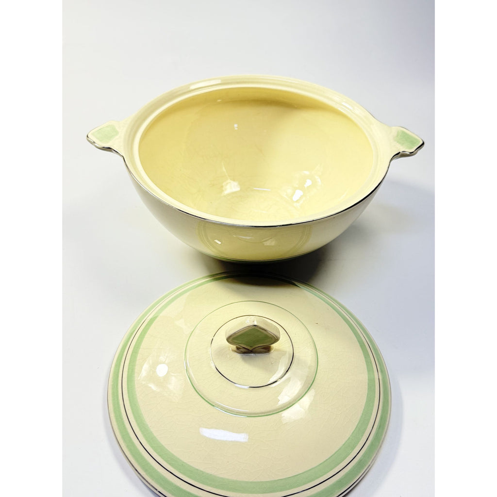 Lidded Casserole Tureen Porcelain China Newhall Manley England Ceramic Nirvana Green band Vintage Art Deco Neauvo Kitchen Replacement Dishes