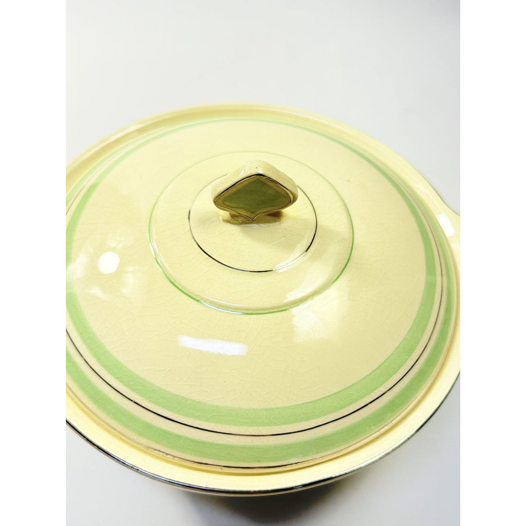Lidded Casserole Tureen Porcelain China Newhall Manley England Ceramic Nirvana Green band Vintage Art Deco Neauvo Kitchen Replacement Dishes