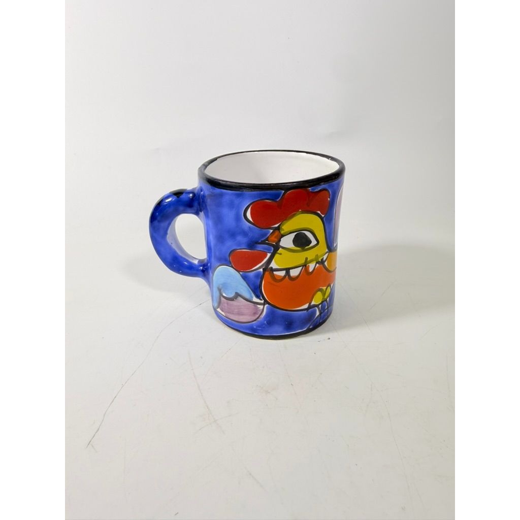 Large Pottery Coffee Mug Large Rooster Chicken La Musa Italian Hand Painted 12 oz Made in Italy Vintage Whimical Colorful Replacement China