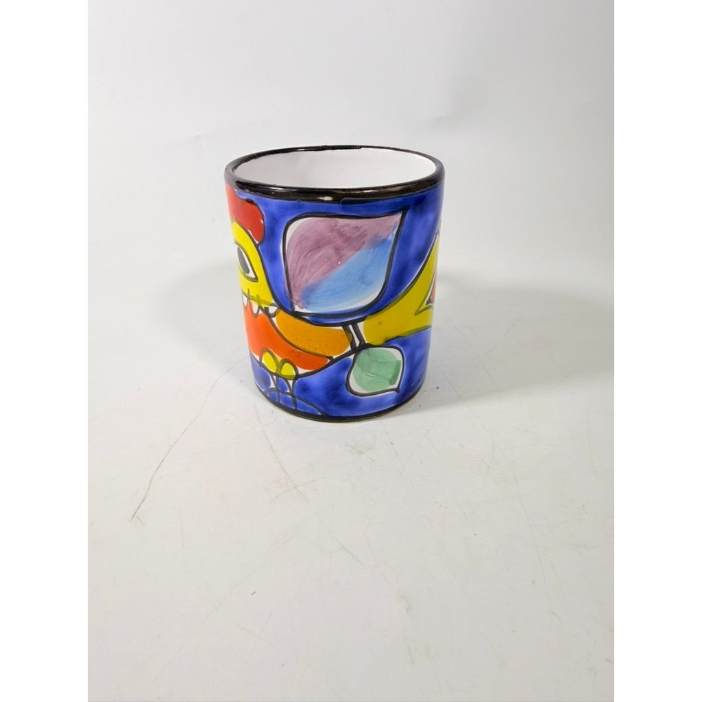 Large Pottery Coffee Mug Large Rooster Chicken La Musa Italian Hand Painted 12 oz Made in Italy Vintage Whimical Colorful Replacement China