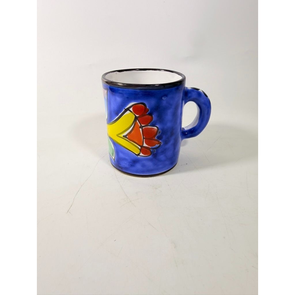 Large Pottery Coffee Mug Large Rooster Chicken La Musa Italian Hand Painted 12 oz Made in Italy Vintage Whimical Colorful Replacement China