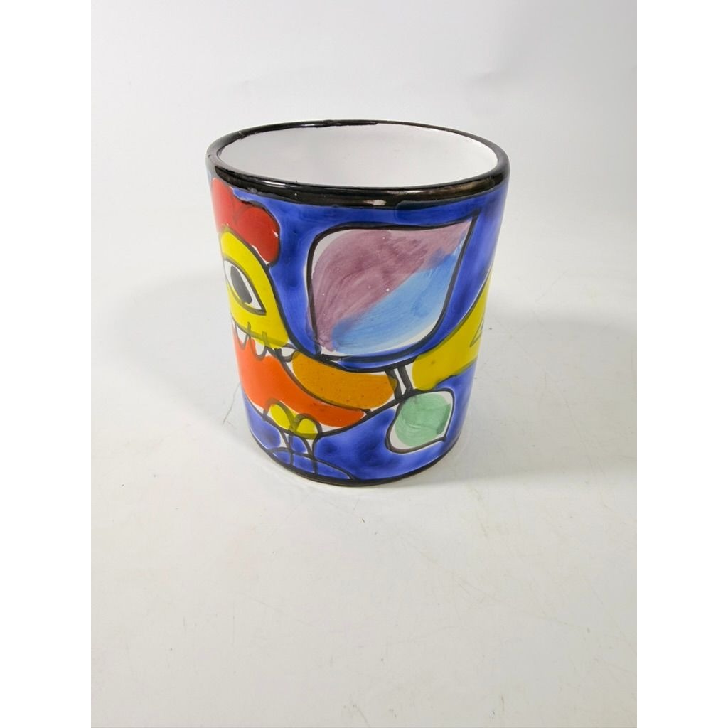 Large Pottery Coffee Mug Large Rooster Chicken La Musa Italian Hand Painted 12 oz Made in Italy Vintage Whimical Colorful Replacement China