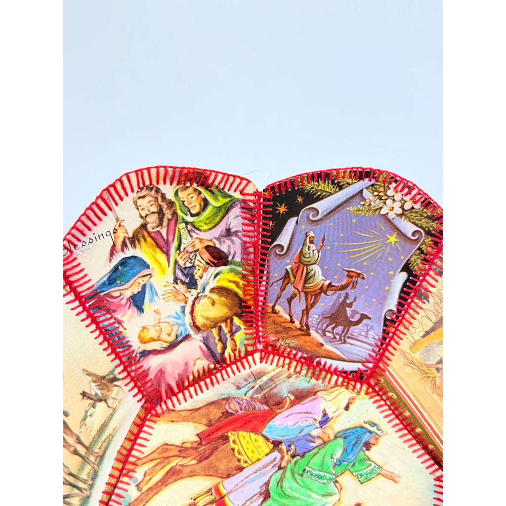 Christmas Card Basket Vintage Handmade Crochet Greeting Card Basket Bowl Christmas Holiday