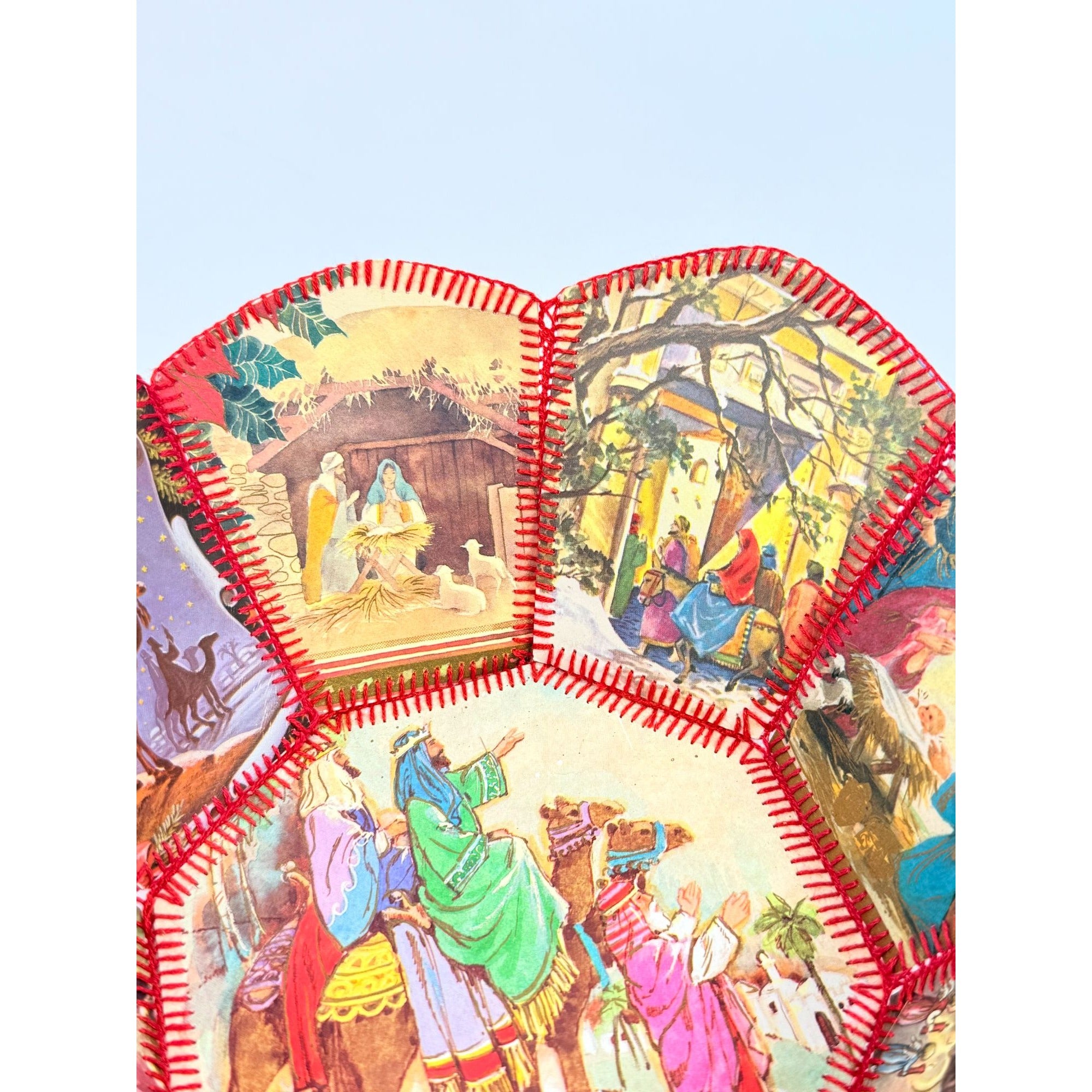 Christmas Card Basket Vintage Handmade Crochet Greeting Card Basket Bowl Christmas Holiday