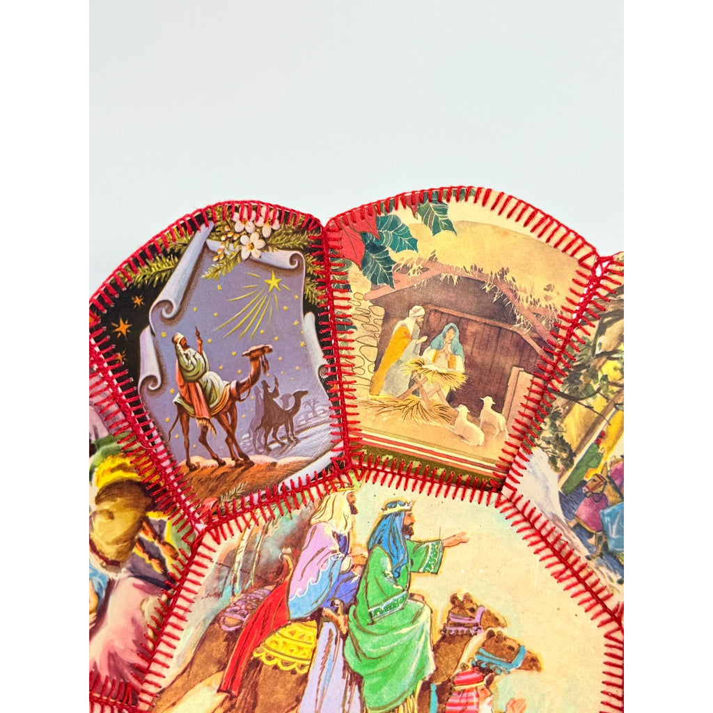 Christmas Card Basket Vintage Handmade Crochet Greeting Card Basket Bowl Christmas Holiday
