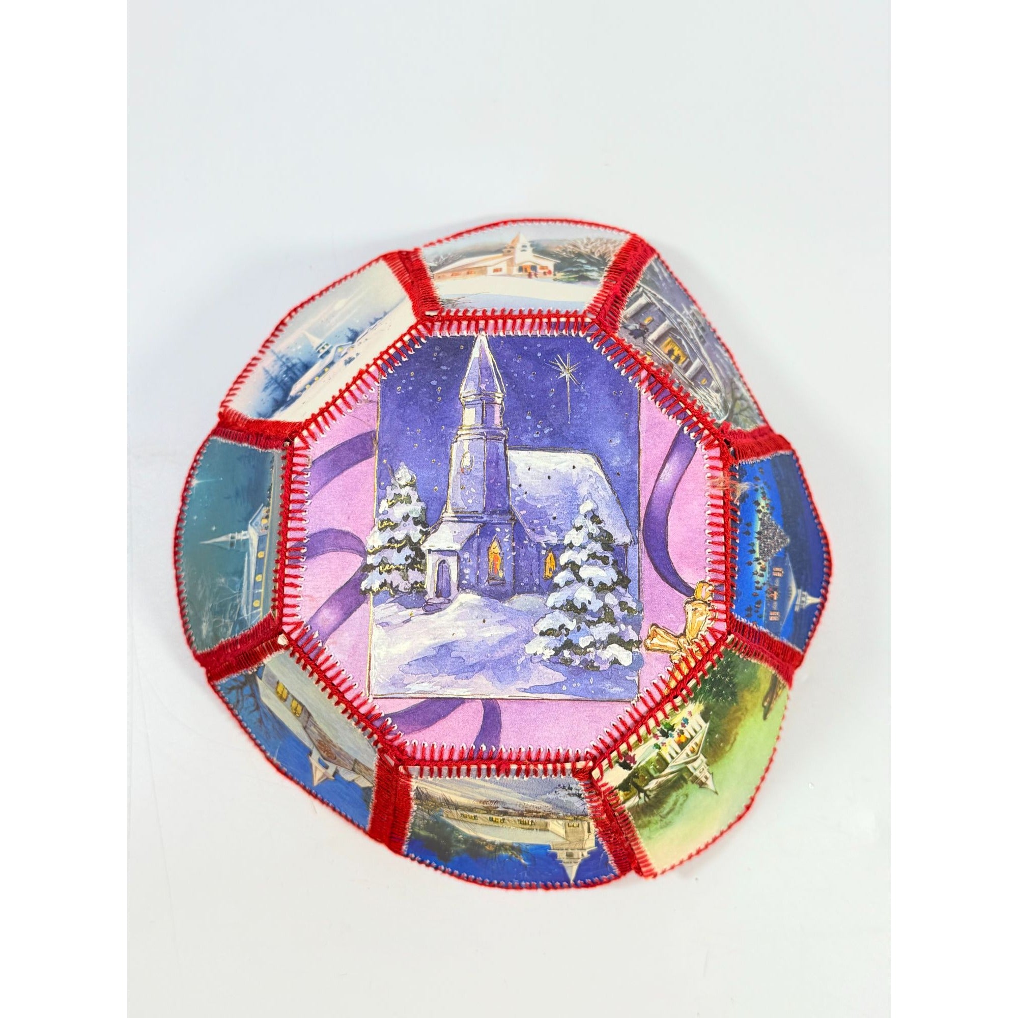 Christmas Card Basket Vintage Handmade Crochet Greeting Card Basket Bowl Christmas Holiday