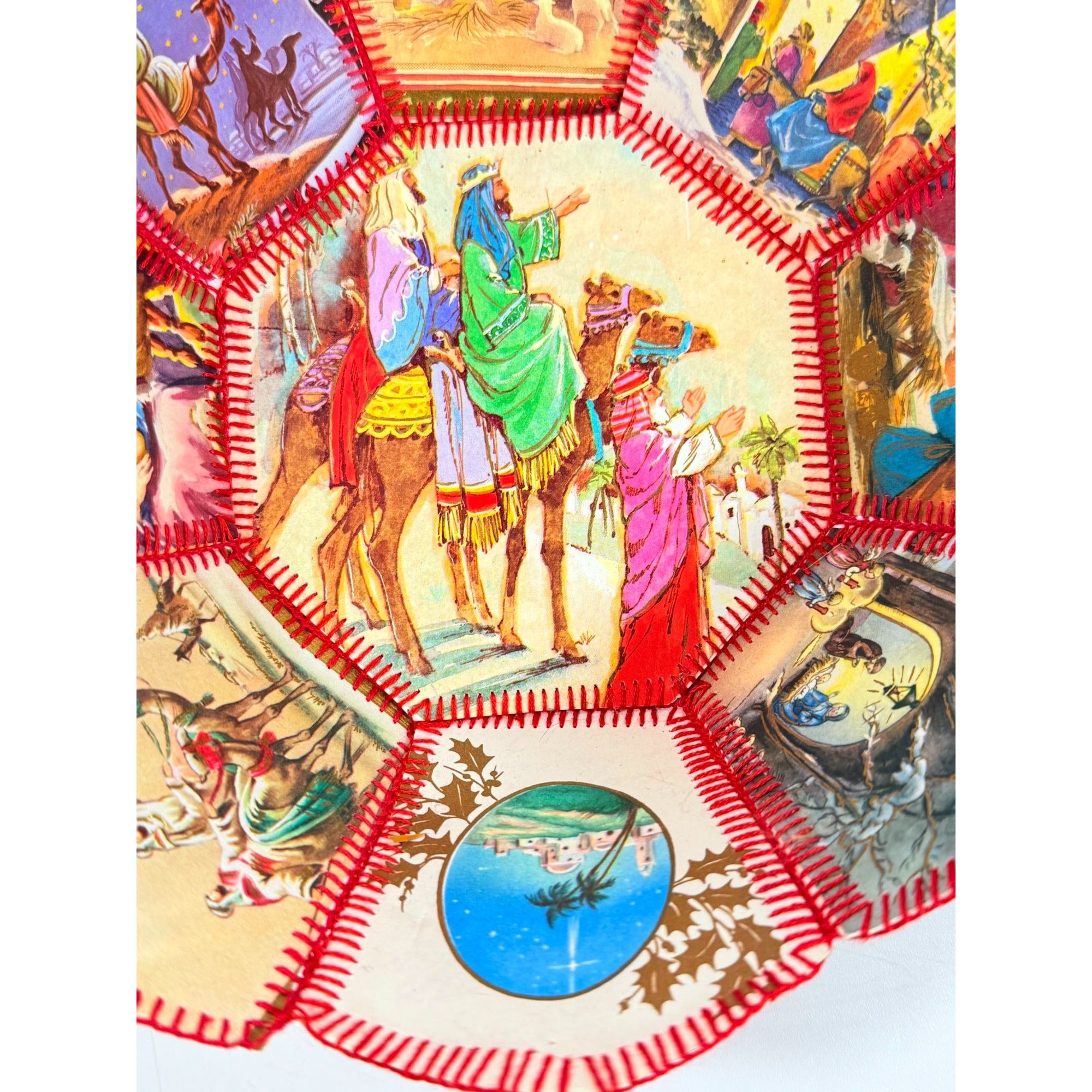 Christmas Card Basket Vintage Handmade Crochet Greeting Card Basket Bowl Christmas Holiday