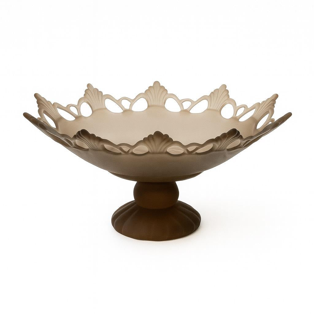 Fruit Bowl Centerpiece Bowl Compote Westmoreland Glass Brown Mist Amber Glass Art Glassware Doric Reticulated Lace Ring and Petal