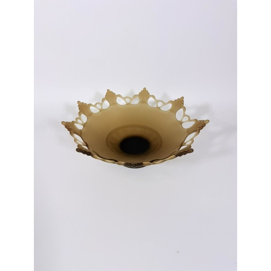 Fruit Bowl Centerpiece Bowl Compote Westmoreland Glass Brown Mist Amber Glass Art Glassware Doric Reticulated Lace Ring and Petal